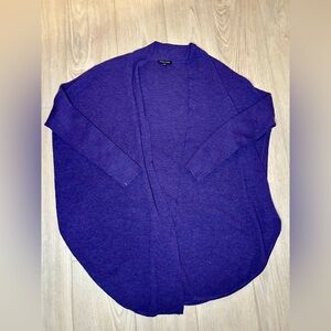 Eileen Fisher Merino Wool Purple Open Drape Knit Cardigan